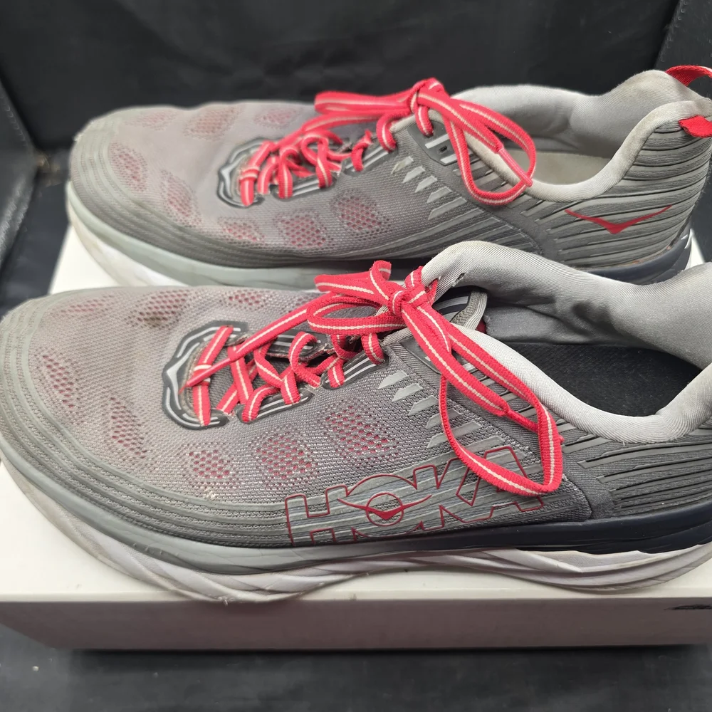 Hoka Gray‎ and Red Bondi 6 Shoes